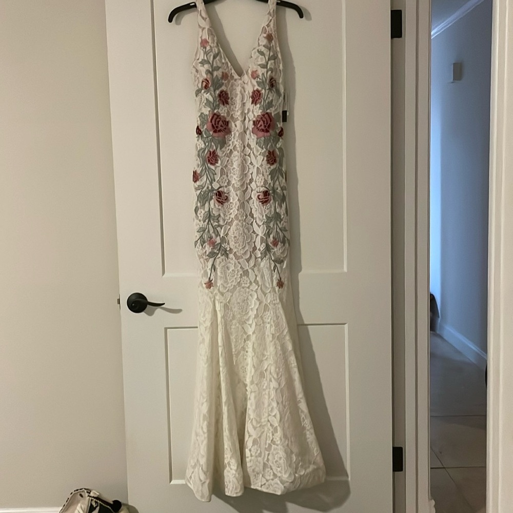 White with flowers dress
